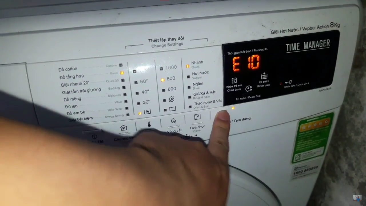 Máy giặt Electrolux báo lỗi E10 dientudienlanhquangtien